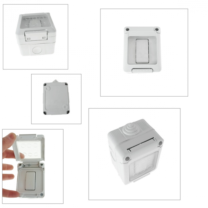 Intrerupator simplu pentru exterior, FE-40883, montaj aplicat, 16A 250V, IP55, 96 x 68 x 56mm, alb [4]