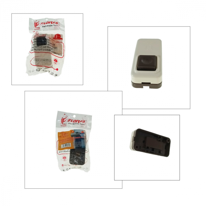 Intrerupator cu buton pentru sonerie, 3A, din plastic, bej [3]