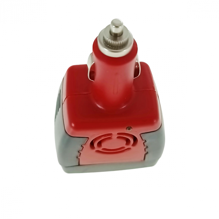 Invertor auto 12V la 220V 150W, iesire 1 X USB 5V-2.1A, negru cu rosu [5]