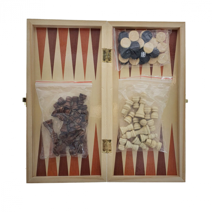 Joc de masa 3 in 1, sah, table si dame, 30 x 30 cm, cu 64 piese [4]