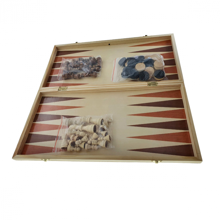 Joc de masa 3 in 1, sah, table si dame, 48 x 48 cm, cu 64 piese [6]