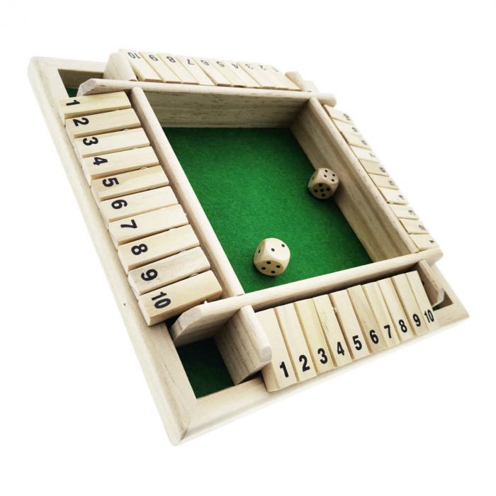 Joc de societate, cu zaruri, Shut The Box Green, 1 - 4 persoane, suprafata 130 x 130 mm, din lemn [2]