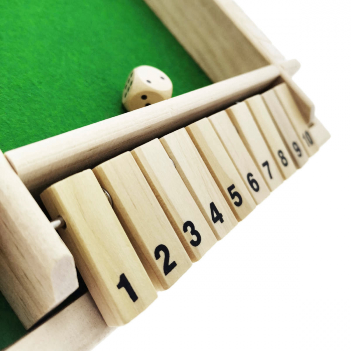 Joc de societate, cu zaruri, Shut The Box Green, 1 - 4 persoane, suprafata 130 x 130 mm, din lemn [4]