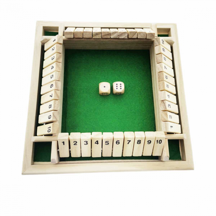 Joc de societate, cu zaruri, Shut The Box Green, 1 - 4 persoane, suprafata 130 x 130 mm, din lemn [3]