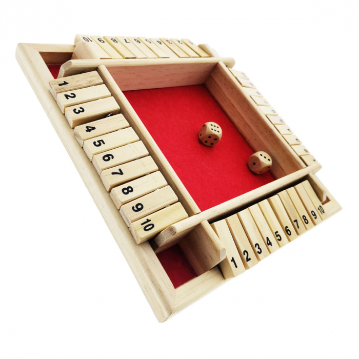 Joc de societate, cu zaruri, Shut The Box Red, 1 - 4 persoane, suprafata 130 x 130 mm, din lemn [2]
