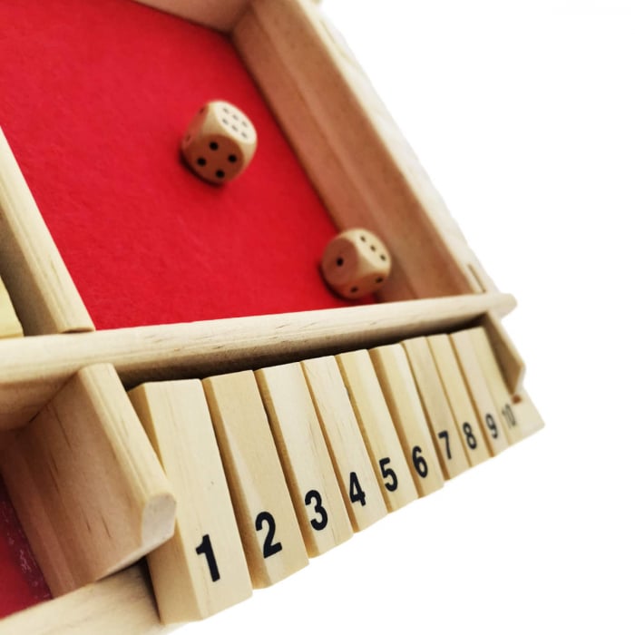 Joc de societate, cu zaruri, Shut The Box Red, 1 - 4 persoane, suprafata 130 x 130 mm, din lemn [4]