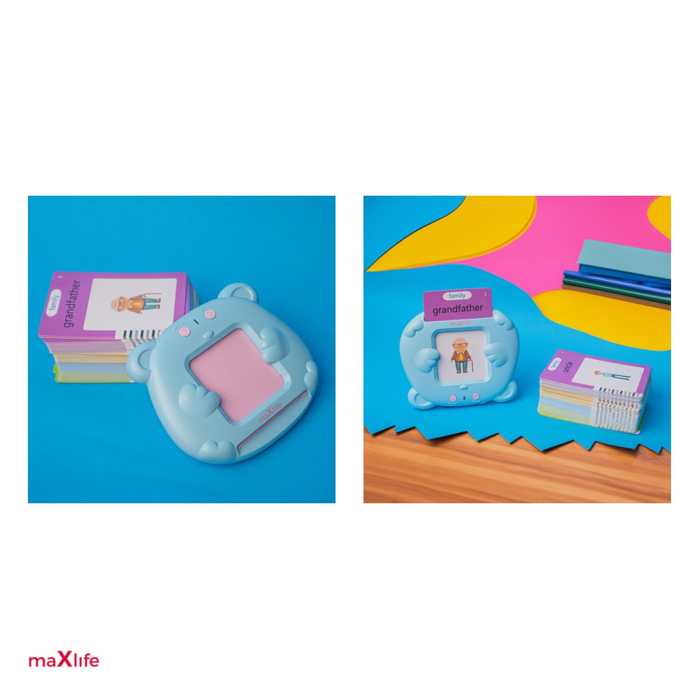 Jucarie educativa copii, Maxlife english MXLD-100, pentru invatarea limbii engleze, redare audio cuvinte, 112 carduri in 12 categorii, 100 mAh, Albastru [5]