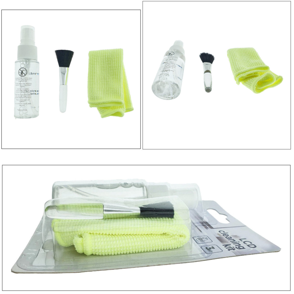 Kit curatare ecrane cu 3 componente, pentru LCD, cu spray, perie moale si laveta microfibra, pentru monitoare, telefoane, tablete [7]