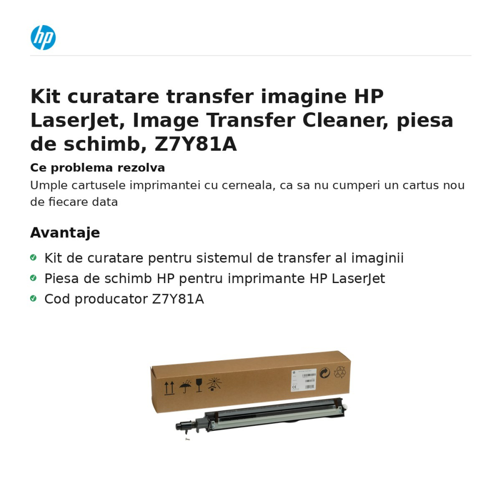 Kit curatare transfer imagine HP LaserJet, Image Transfer Cleaner, piesa de schimb, Z7Y81A [2]