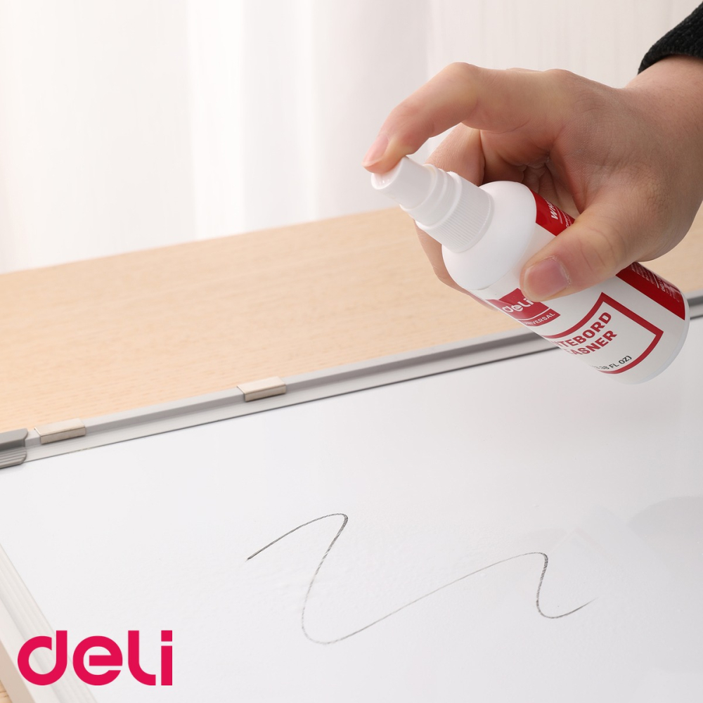 Kit intretinere whiteboard Deli - spray curatare, 2 markere si burete magnetic, pentru table albe [5]