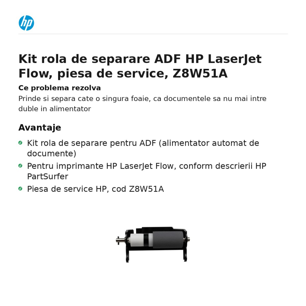 Kit rola de separare ADF HP LaserJet Flow, piesa de service, Z8W51A [2]