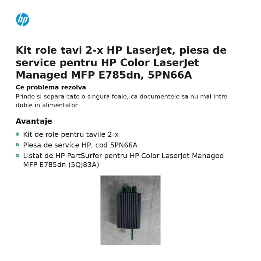 Kit role tavi 2-x HP LaserJet, piesa de service pentru HP Color LaserJet Managed MFP E785dn, 5PN66A [2]