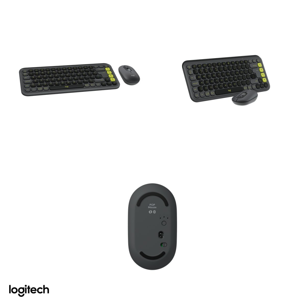 Kit tastatura si mouse Bluetooth Logitech POP Icon Combo, tastatura compacta cu 4 Action Keys, mouse silentios, Easy-Switch, layout US International, grafit cu verde, 920-013140 [4]