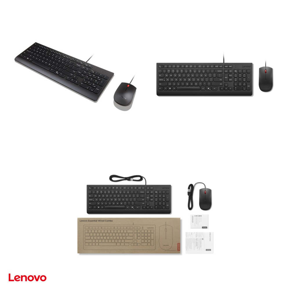 Kit tastatura si mouse cu fir Lenovo Essential Wired Combo, layout romanesc Romanian 096, USB, tastatura numerica, tasta Copilot, rezistenta la stropire, negru, 4X31R64428 [4]