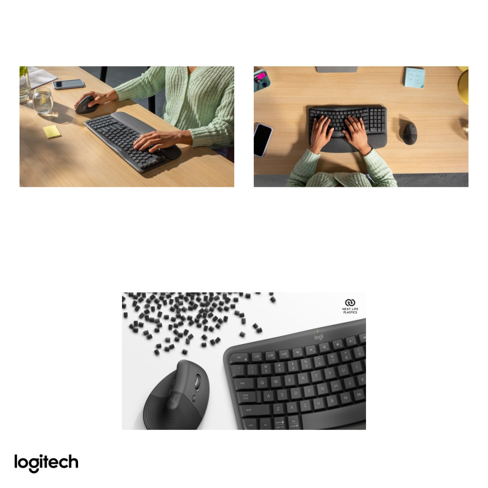 Kit tastatura si mouse ergonomic wireless Logitech Wave Keys and Lift Combo, mouse vertical Lift, Logi Bolt si Bluetooth, Easy-Switch, layout US International, grafit, 920-013635 [5]