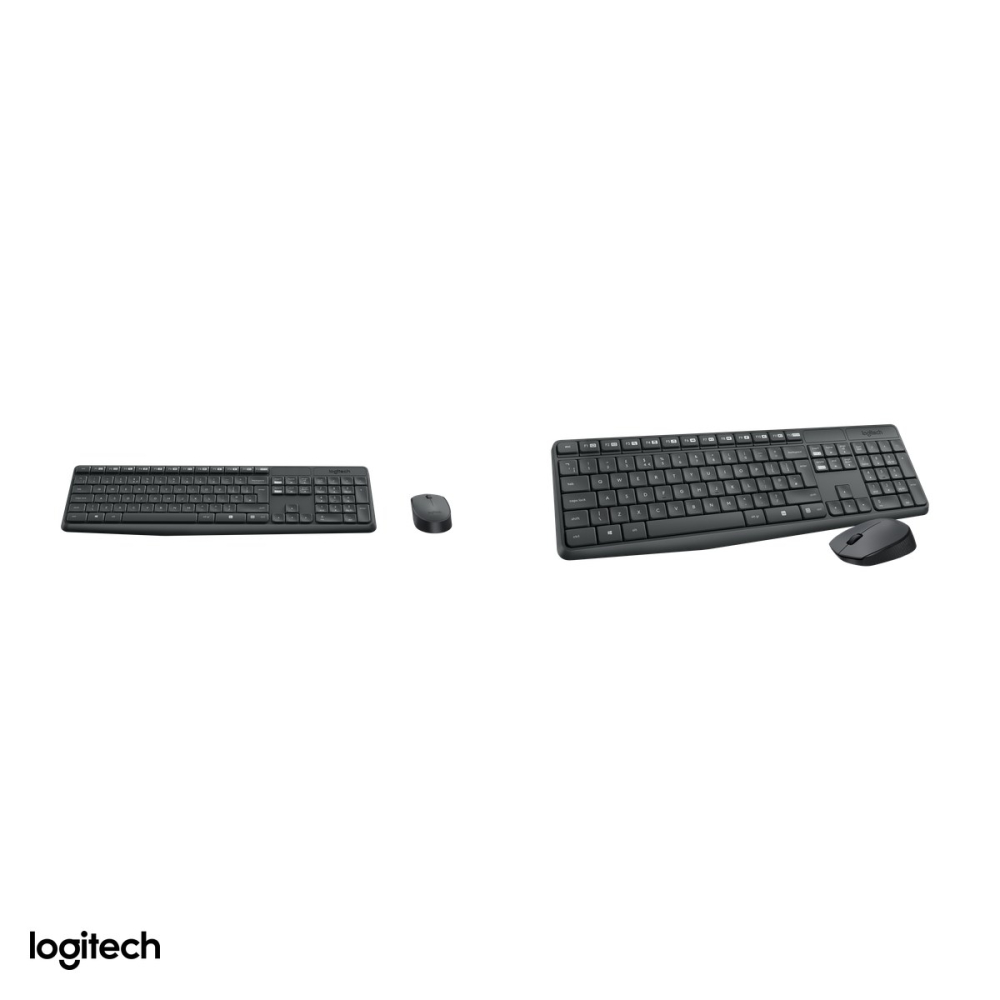 Kit tastatura si mouse wireless Logitech MK235, 2.4 GHz cu receptor USB nano, 15 taste functionale, rezistenta la stropire, layout US International, gri, 920-007931 [4]