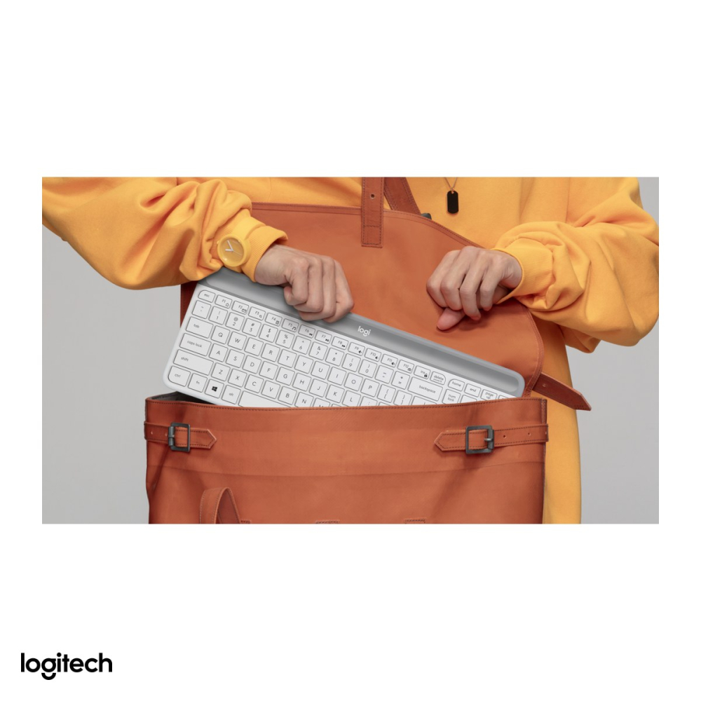 Kit tastatura si mouse wireless Logitech MK470 Slim, 2.4 GHz cu receptor USB nano, tastatura compacta cu numeric, mouse silentios, layout US International, alb-crem, 920-009205 [6]