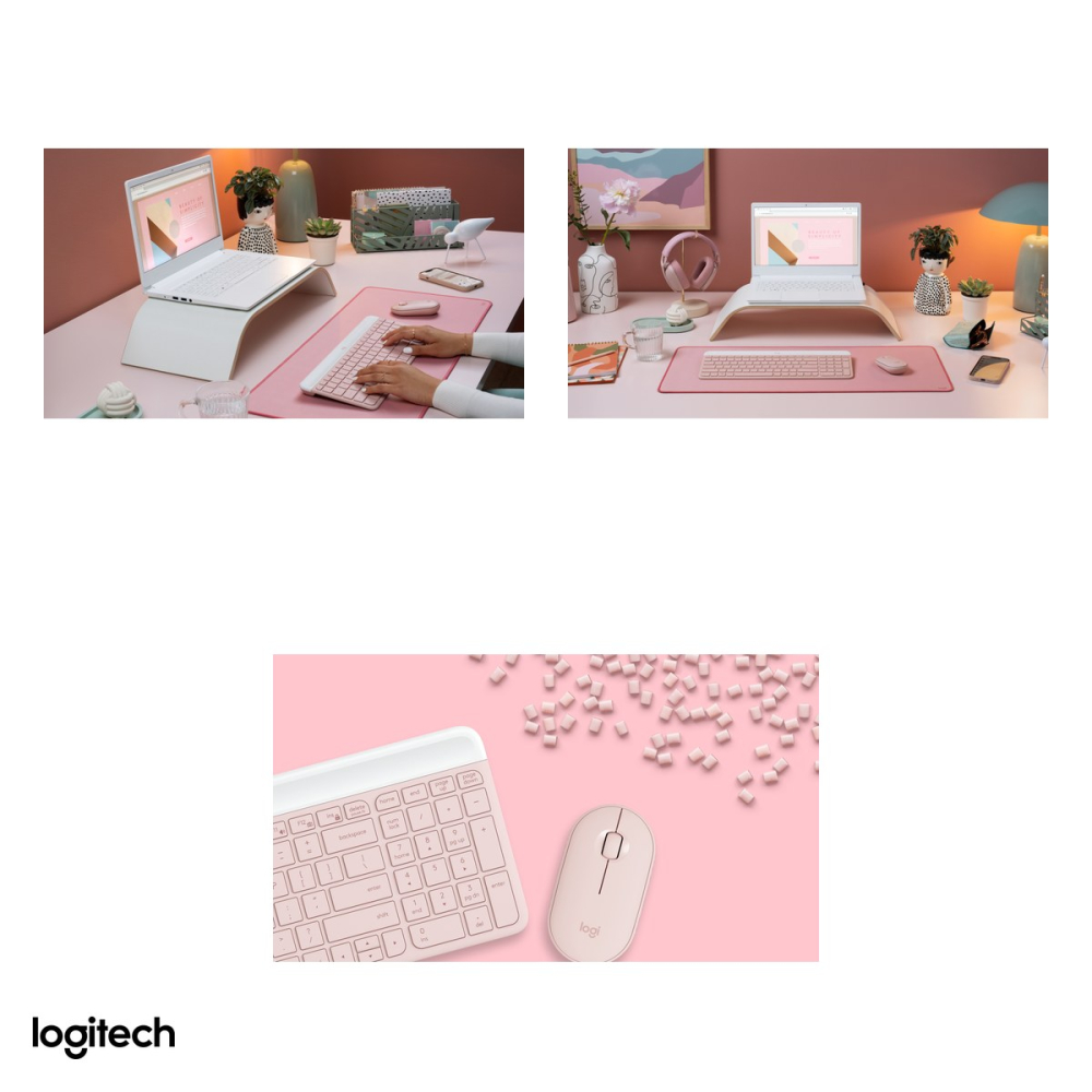 Kit tastatura si mouse wireless Logitech MK470 Slim, 2.4 GHz cu receptor USB nano, tastatura compacta cu numeric, mouse silentios, layout US International, roz, 920-011322 [5]