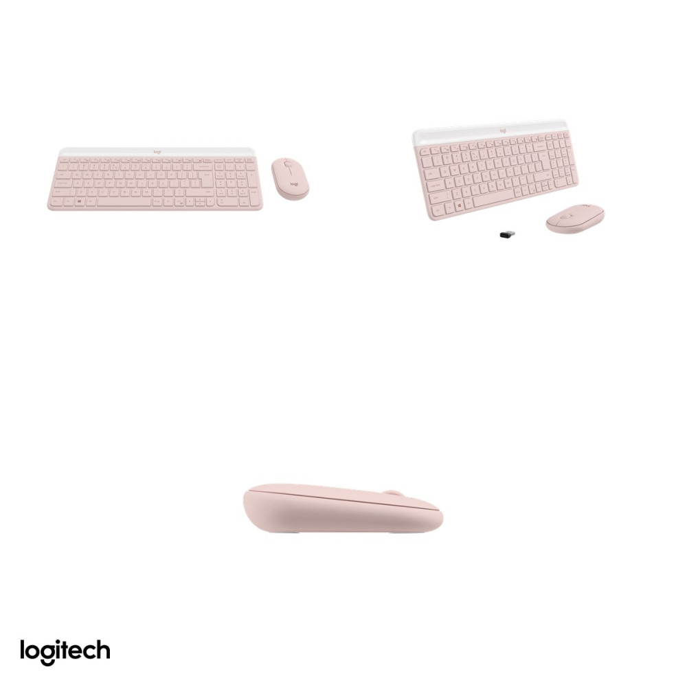 Kit tastatura si mouse wireless Logitech MK470 Slim, 2.4 GHz cu receptor USB nano, tastatura compacta cu numeric, mouse silentios, layout US International, roz, 920-011322 [4]