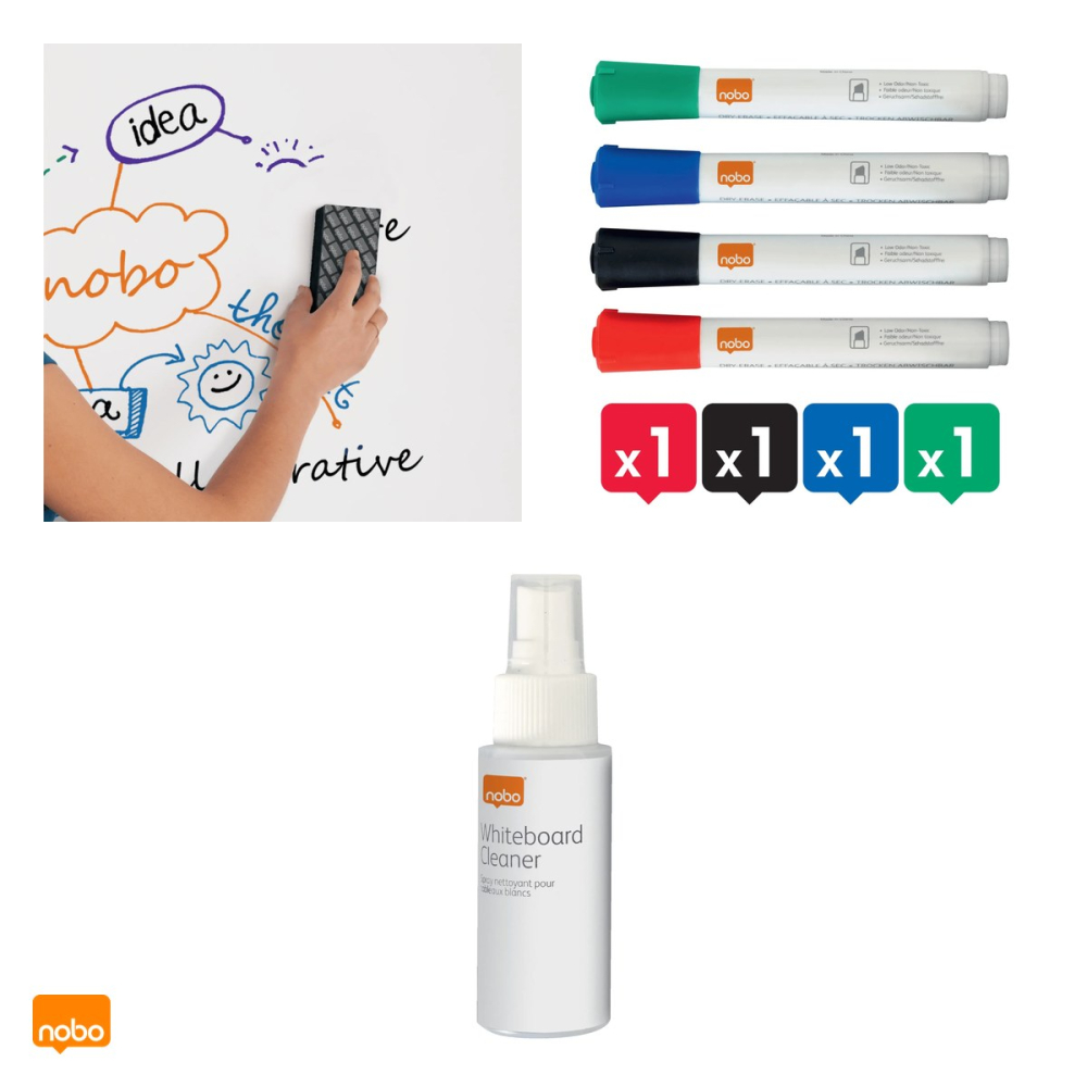 Kit whiteboard Nobo cu 4 markere, burete magnetic, rezerva si spray de curatare 50 ml [4]