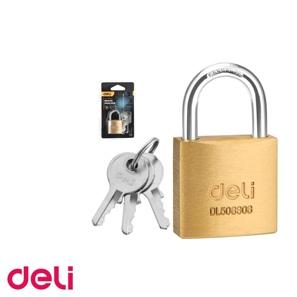 Lacat alama monobloc Deli 30mm, rezistent la coroziune, cu 3 chei, pentru porti si dulapuri [5]