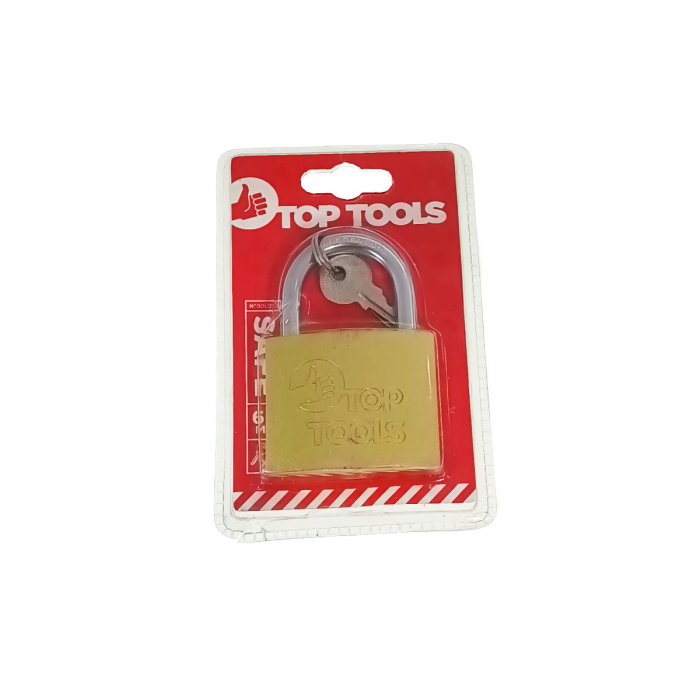 Lacat din alama, cu 3 chei, 60 mm, Top Tools 90U273, galben [3]