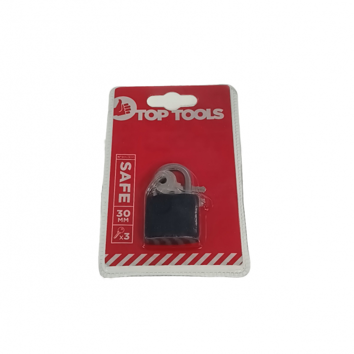 Lacat din fonta, cu 3 chei, 30 mm, Top Tools 90U300, negru [3]