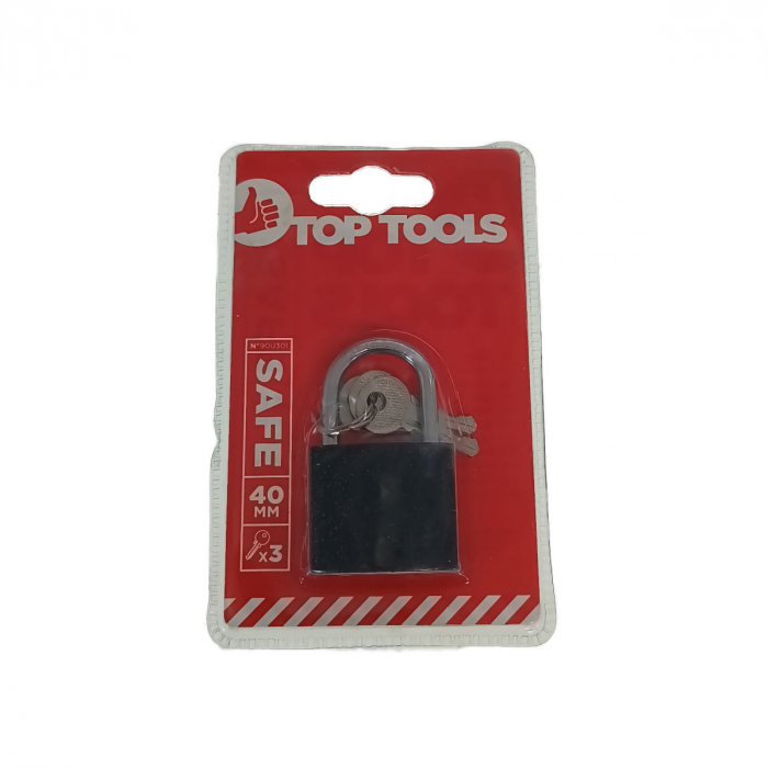 Lacat din fonta, cu 3 chei, 40 mm, Top Tools 90U301, negru [3]