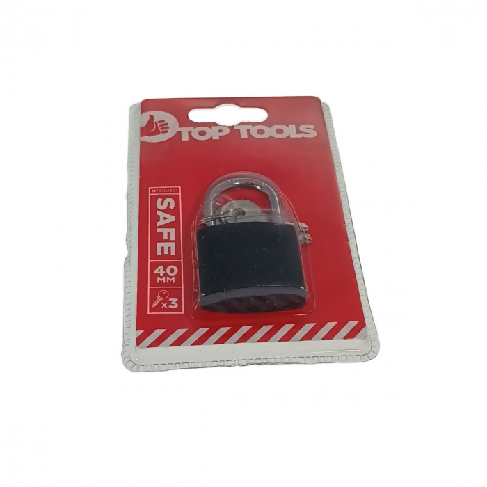 Lacat din fonta, cu 3 chei, 40 mm, Top Tools 90U301, negru [5]