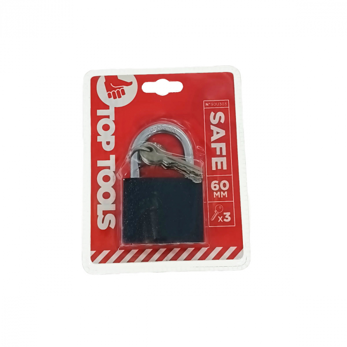 Lacat din fonta, cu 3 chei, 60 mm, Top Tools 90U303, negru [3]