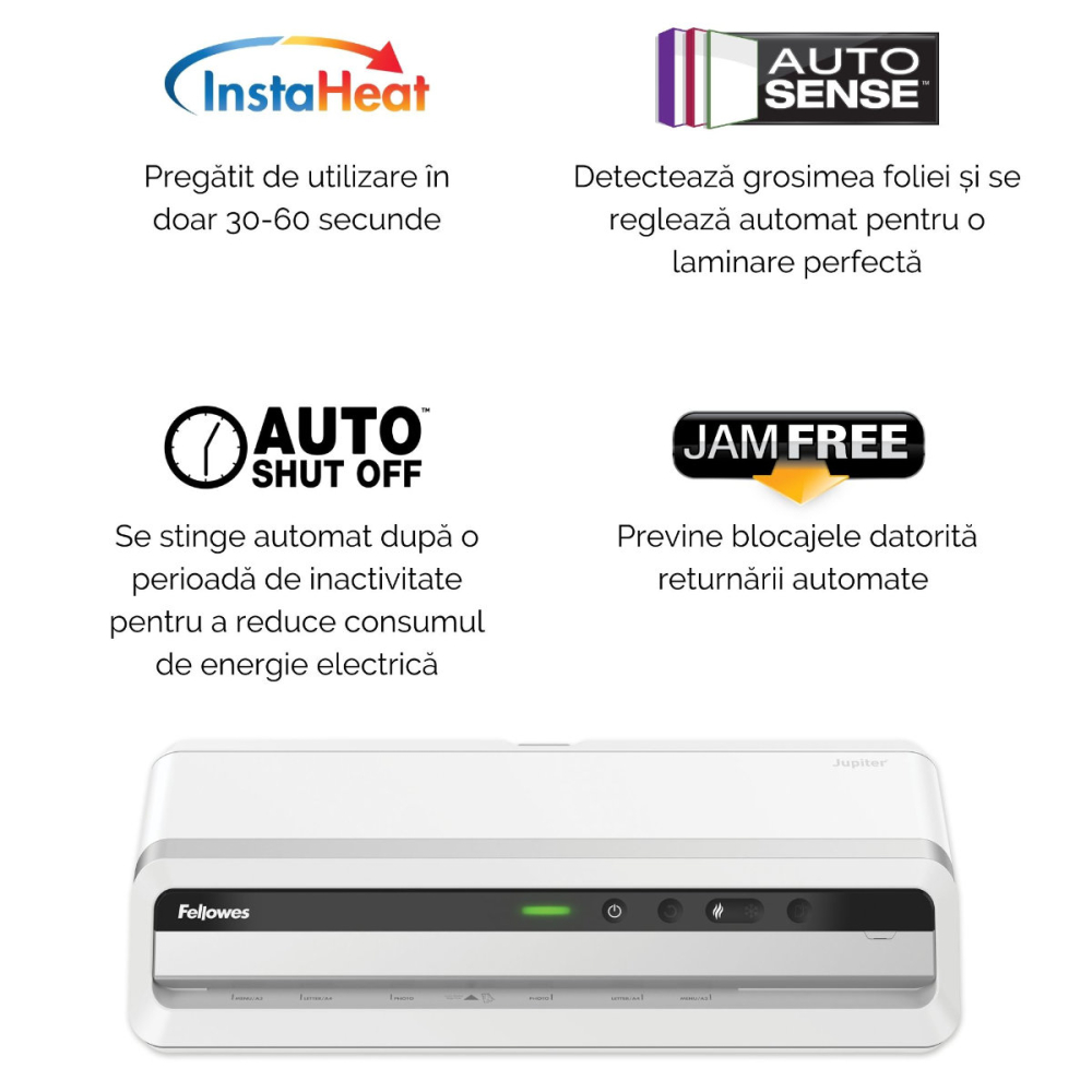 Laminator A3 Fellowes Jupiter LX 6 role cu InstaHeat, mod revers si Clean Alert pentru documente profesionale si laminare rapida [4]