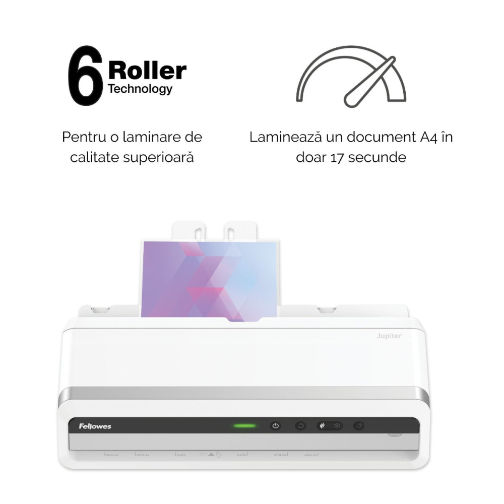 Laminator A3 Fellowes Jupiter LX 6 role cu InstaHeat, mod revers si Clean Alert pentru documente profesionale si laminare rapida [3]