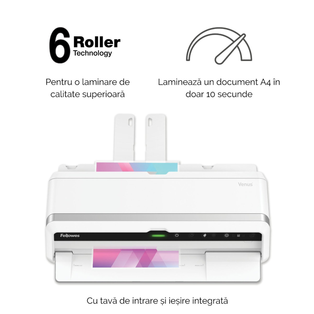 Laminator A3 Fellowes Venus LX 6 role cu InstaHeat, mod revers si Clean Alert pentru documente profesionale si laminare ultra-rapida [6]