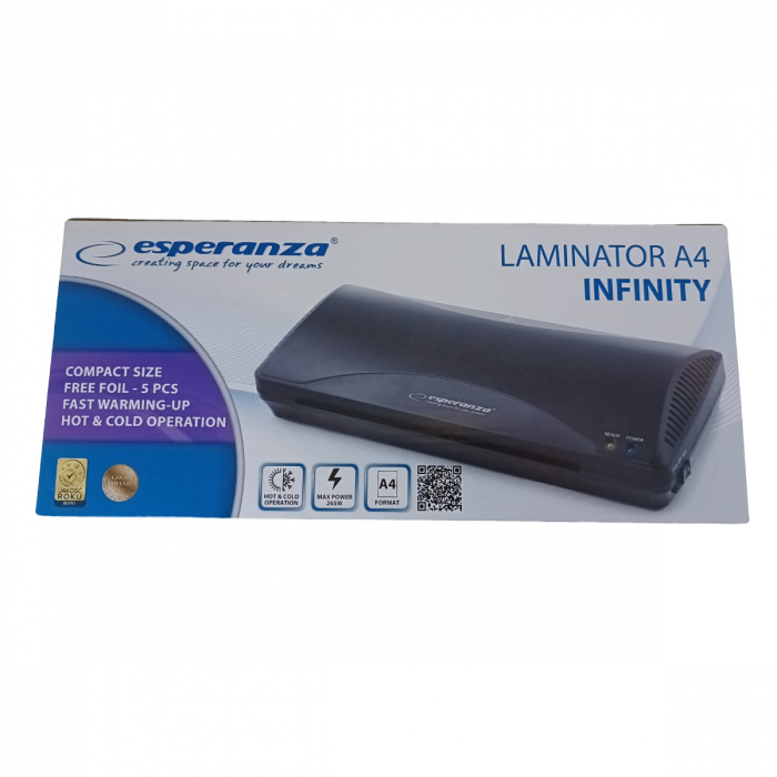 Laminator A4 Esperanza Infinity 93202, 250 mm/min, 265W, lungime cablu 130cm, negru [5]