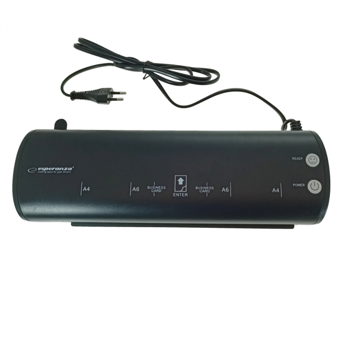 Laminator A4 Esperanza Interstellar 93251, 300 mm/min, laminare A6-A4-carte vizita, cablu alimentare de 130cm, negru [2]