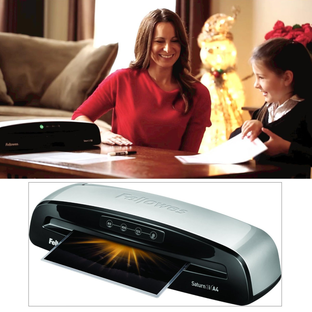 Laminator A4 Fellowes Saturn 3i cu functie de eliberare, auto-stingere si kit start pentru documente, fotografii si proiecte creative [4]