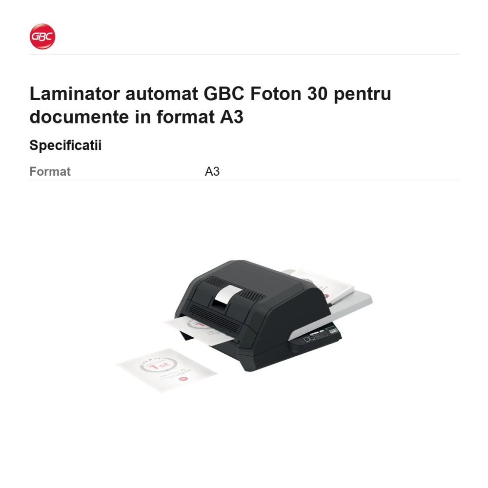 Laminator automat GBC Foton 30 pentru documente in format A3 [3]