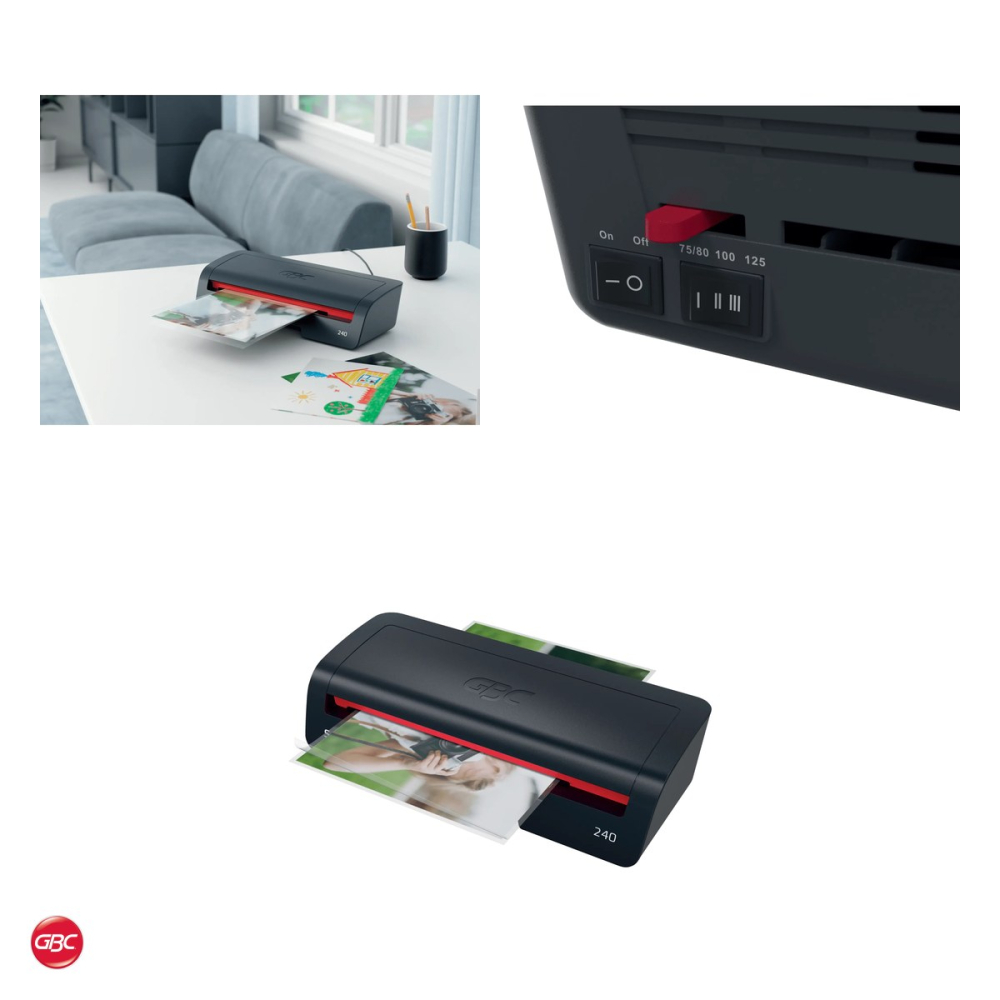 Laminator GBC Home Office 240 A4, folii de 75-125 microni, gata in 2 minute, un document A4 in 45 de secunde, 5 folii A4 incluse, rosu [4]