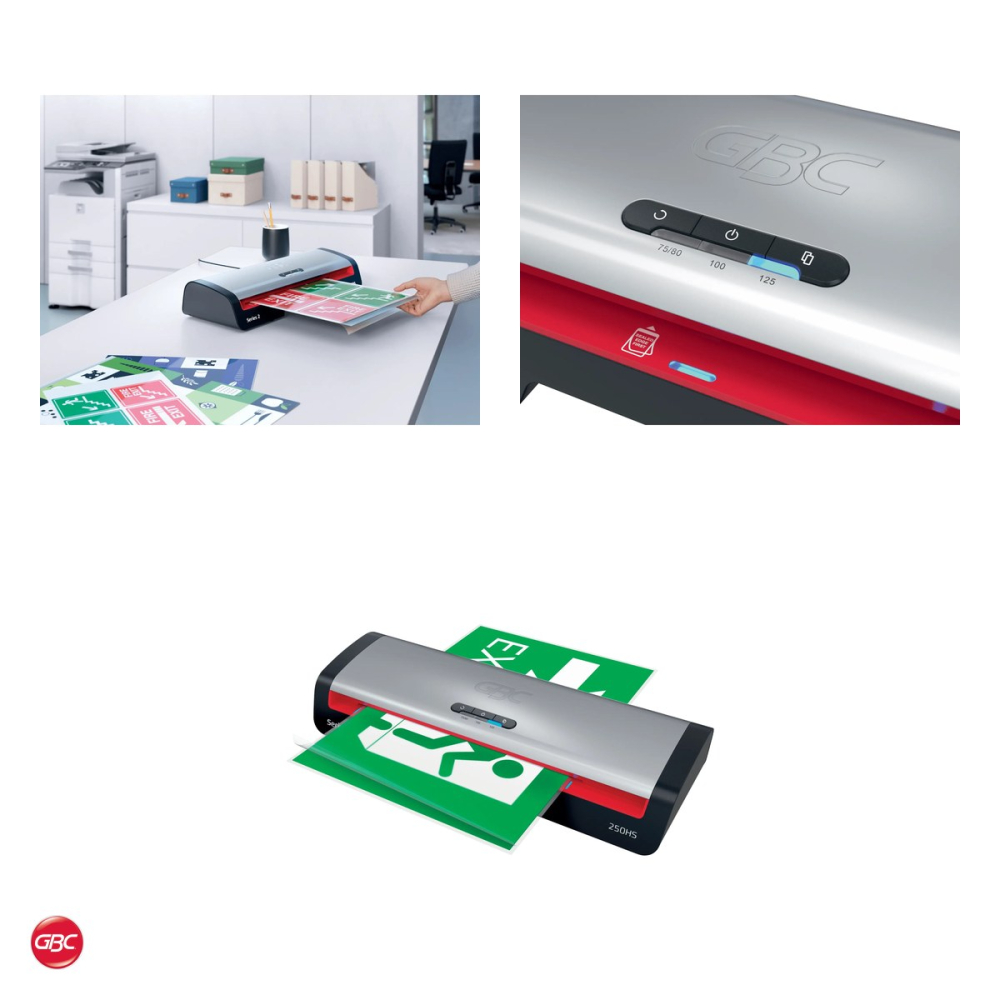 Laminator GBC Home Office 250HS A3, folii de 75-125 microni, gata in 1 minut, un document A4 in 36 de secunde, buton anti-blocare, 5 folii A4 incluse, rosu [4]