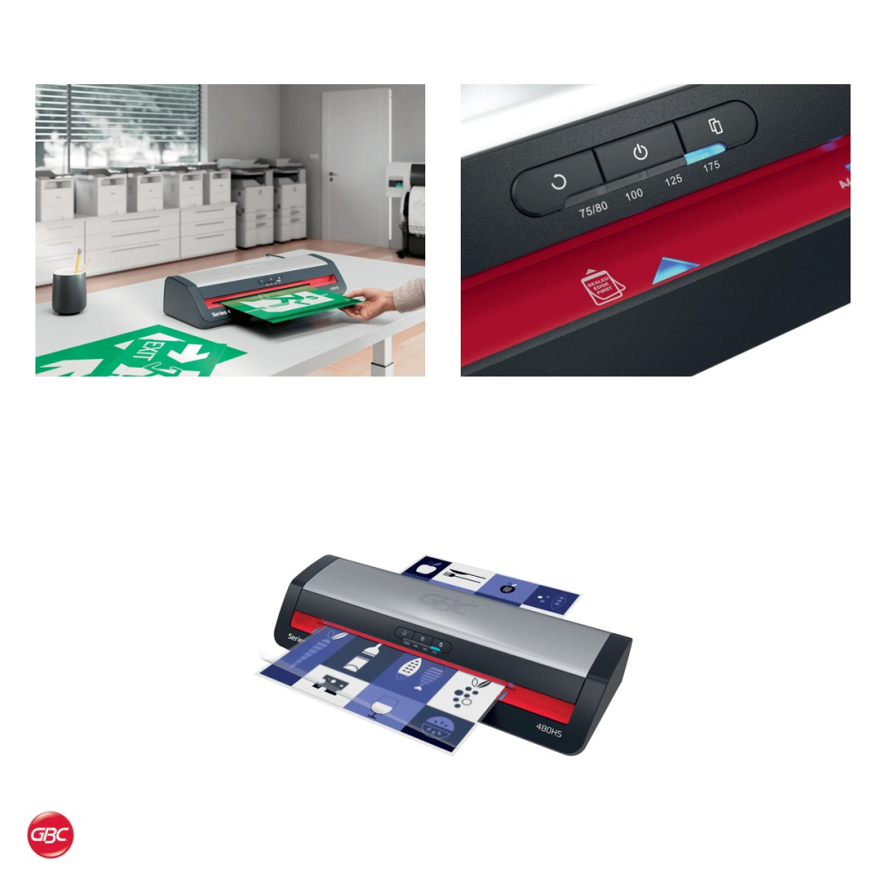Laminator GBC Office Pro 480HS A3, folii de 75-125 microni, gata in 1 minut, un document A4 in 23 de secunde, inversare automata, 5 folii A4 incluse, rosu [4]