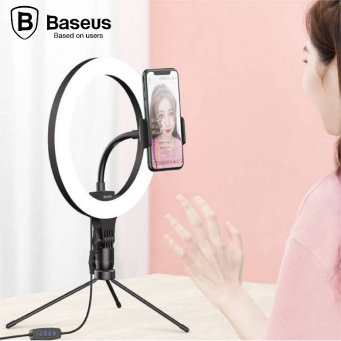 Lampa Led Circulara 12 inch, Baseus CRZB10-A01 cu Suport Smartphone si Stand Birou [8]