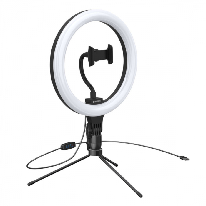 Lampa Led Circulara 12 inch, Baseus CRZB10-A01 cu Suport Smartphone si Stand Birou [2]