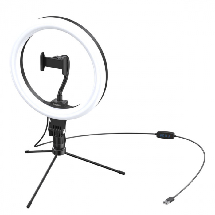 Lampa Led Circulara 12 inch, Baseus CRZB10-A01 cu Suport Smartphone si Stand Birou [3]