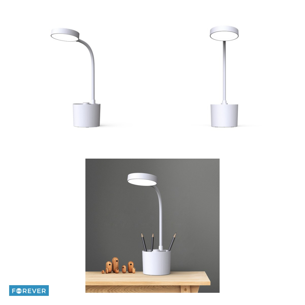 Lampa de birou LED cu suport pixuri, 5 W, Forever Light Agnes FLB-20, 1200 mAh, cablu USB-C 1.5m, dimensiuni 95 x 95 x 455mm, dimming si 3 moduri de culoare a luminii, alba [4]