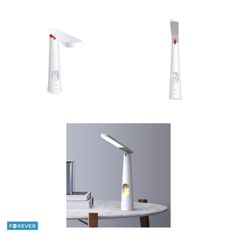 Lampa de birou LED Forever Light Elena FLB-150, cu lumina veghe iepuras, 7.5 W, 1200 mAh, alb deschis, cablu USB-C 1.5m, 6000K, dimensiuni 328 x 70 x 350mm, cu dimmer [4]