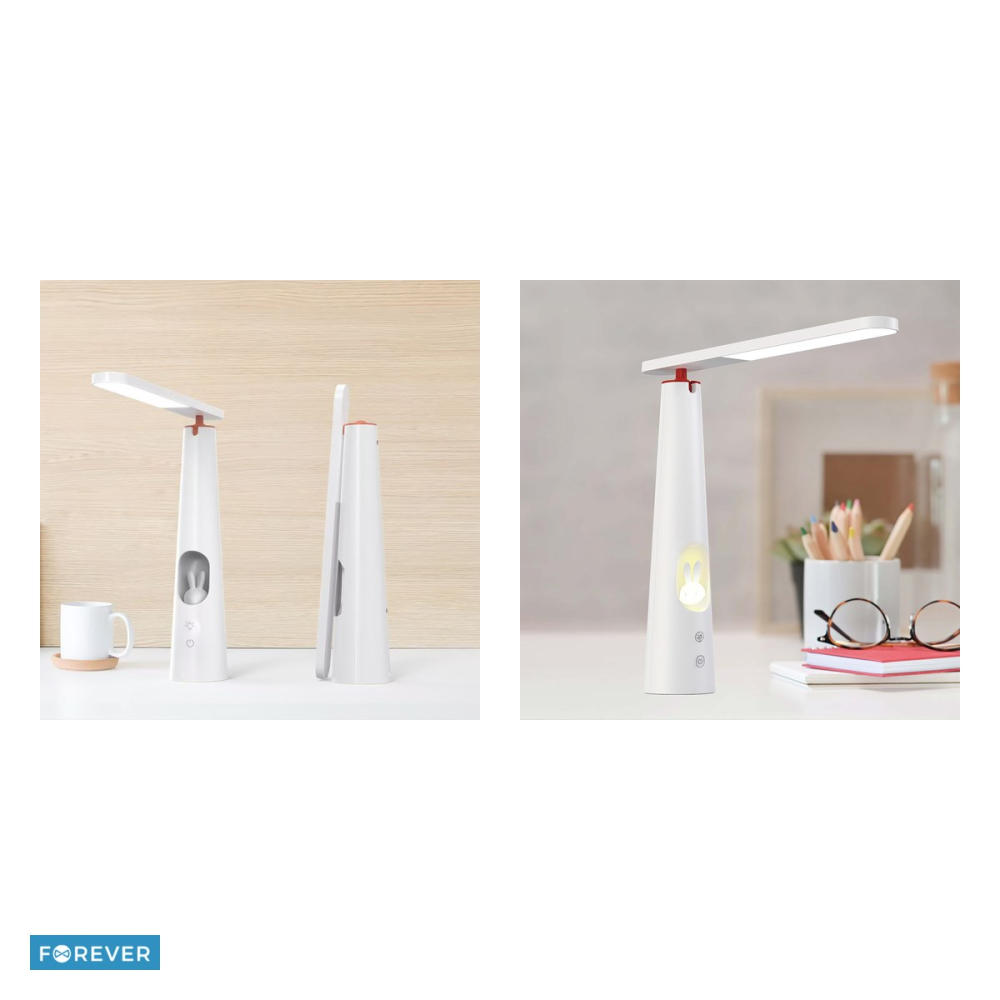 Lampa de birou LED Forever Light Elena FLB-150, cu lumina veghe iepuras, 7.5 W, 1200 mAh, alb deschis, cablu USB-C 1.5m, 6000K, dimensiuni 328 x 70 x 350mm, cu dimmer [5]