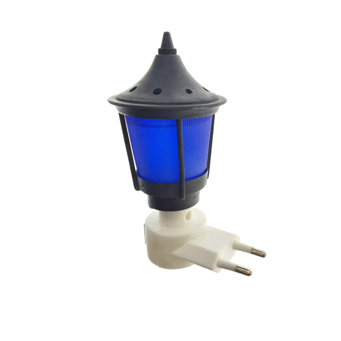 Lampa de veghe cu buton intrerupator, design felinar cu abajur albastru [2]