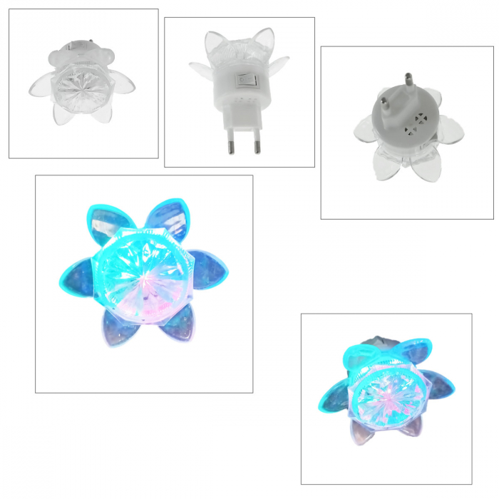 Lampa de veghe LED, design tip floare, cu intrerupator, FE-40465, iluminare multicolora [5]