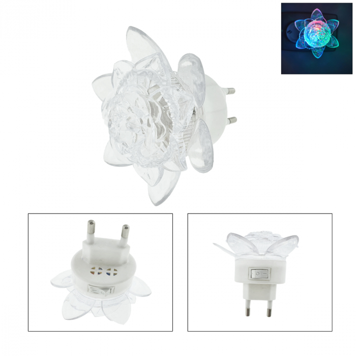 Lampa de veghe LED, design tip floare, cu intrerupator, FE-40466-FL, iluminare multicolora [4]