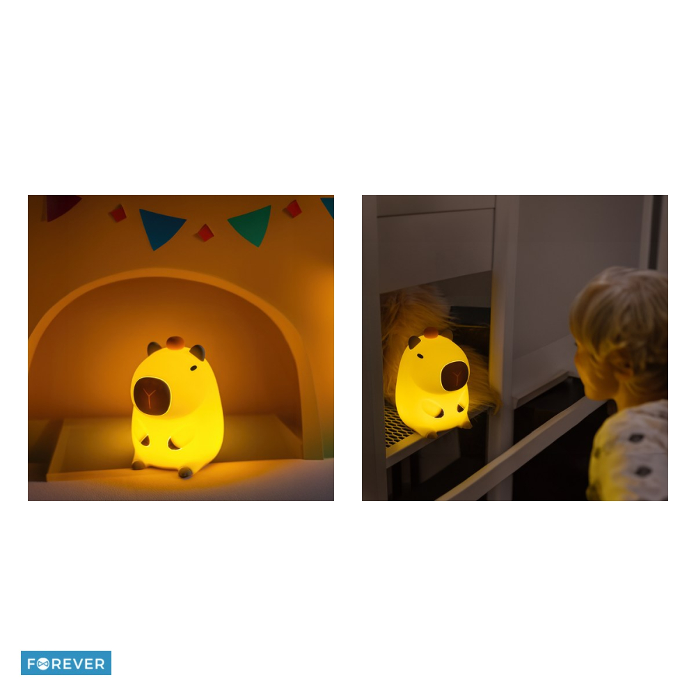 Lampa de veghe LED Forever Light capibara prietenoasa FNL-12, 1200 mAh, 4 moduri iluminare, port USB-C, dimensiuni 121 x 105 x 149mm, lumina alba calda [5]